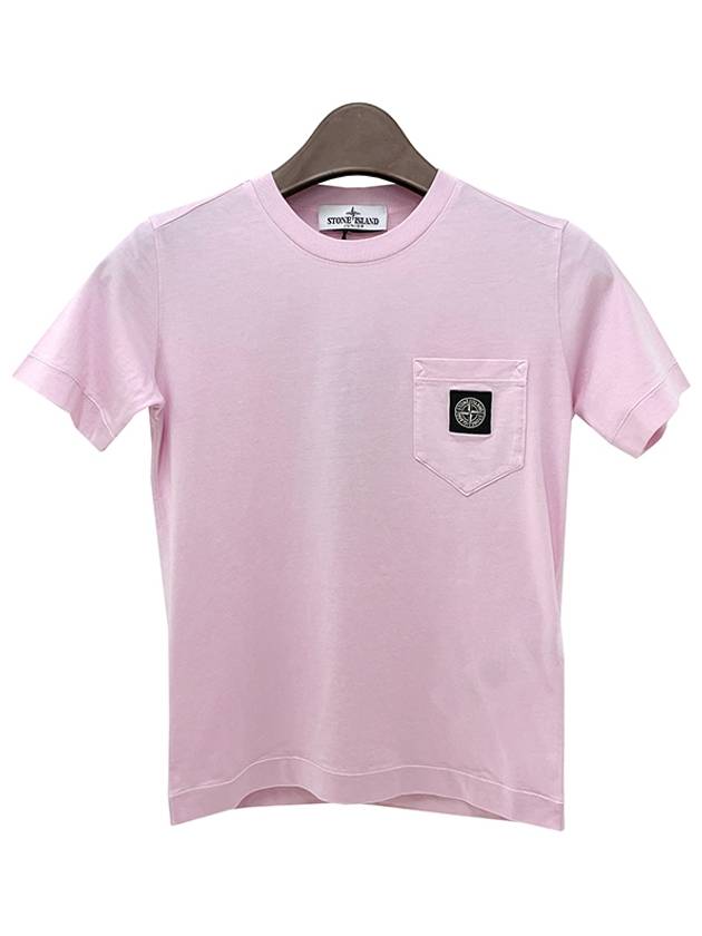 Kids Logo Patch Pocket Short Sleeve T Shirt 6 8 Pink 801620347 V0080 - STONE ISLAND - BALAAN 1