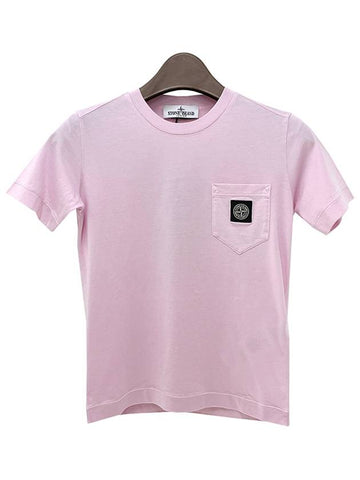 Kids Logo Patch Pocket Short Sleeve T Shirt 6 8 Pink 801620347 V0080 - STONE ISLAND - BALAAN 1