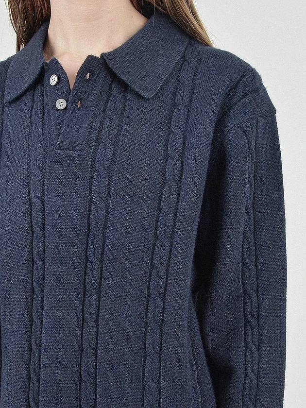 Modal Cable Collar Knit Navy - CHANCE'S NOI - BALAAN 4