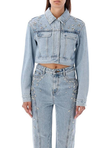 Self-Portrait Denim Cropped Jacket Crystal - SELF PORTRAIT - BALAAN 1