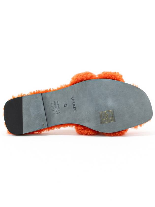 Oran Shearling Slippers Orange - HERMES - BALAAN 6