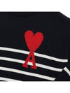 Big Heart Logo Striped Knit Top Black - AMI - BALAAN 7