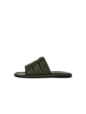 MEN KANOT leather padded slide dark green 270555 - GIUSEPPE ZANOTTI - BALAAN 1