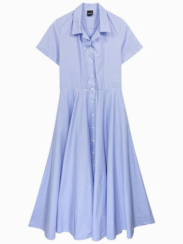 Chambray Sky Blue Women's Short Sleeve Dress 2907M06630070 - ASPESI - BALAAN 1