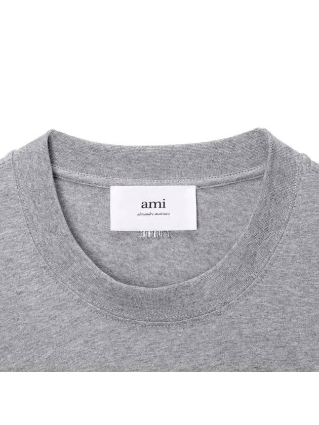 Small Heart Logo Short Sleeve T-Shirt Heather Grey - AMI - BALAAN 4