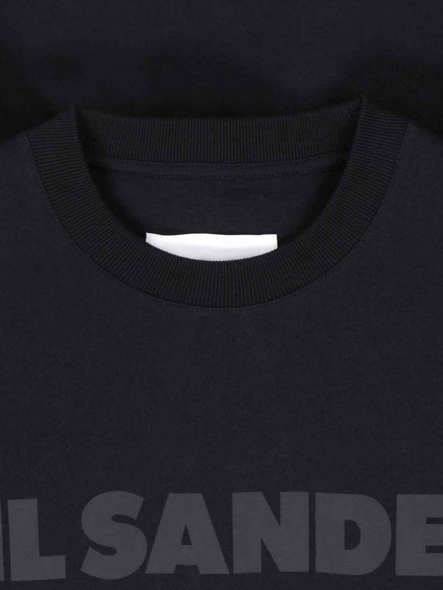 Logo Print Cotton Long Sleeve T-Shirt Black - JIL SANDER - BALAAN 4