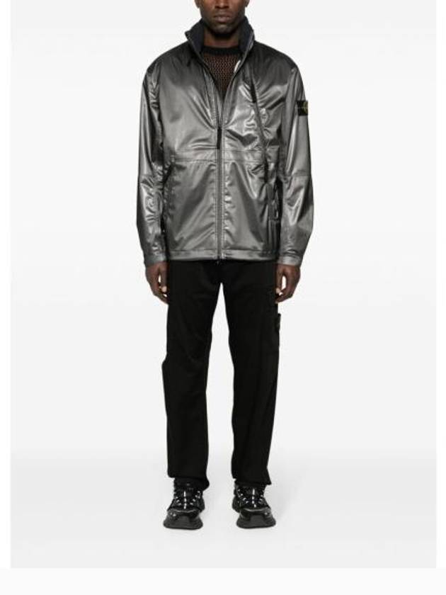 Metallic Nylon Zipper Bomber Jacket Dark Grey - STONE ISLAND - BALAAN 3