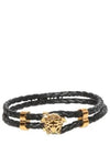 Medusa Braided Leather Bracelet Black Gold - VERSACE - BALAAN 3