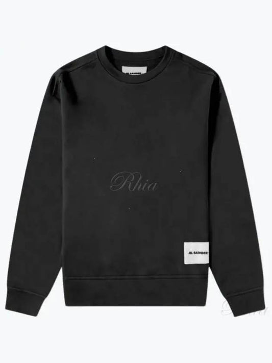 Logo Patch Crew Neck Cotton Sweatshirt Black - JIL SANDER - BALAAN 2