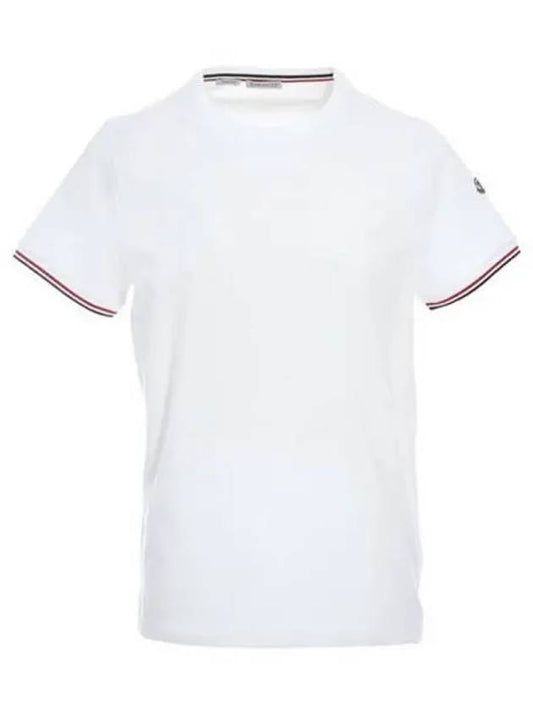 8C71600 87296 004 Arm Logo Round Short Sleeve T shirt White Men s TLS 271989 - MONCLER - BALAAN 1