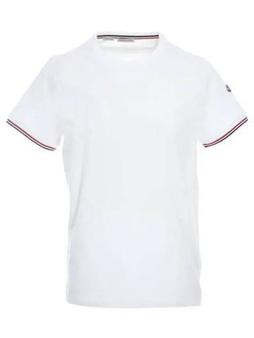 8C71600 87296 004 Arm Logo Round Short Sleeve T shirt White Men s TLS 271989 - MONCLER - BALAAN 1