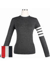 Women's 4 Bar Classic Cashmere Pullover Knit Top Grey - THOM BROWNE - BALAAN 2