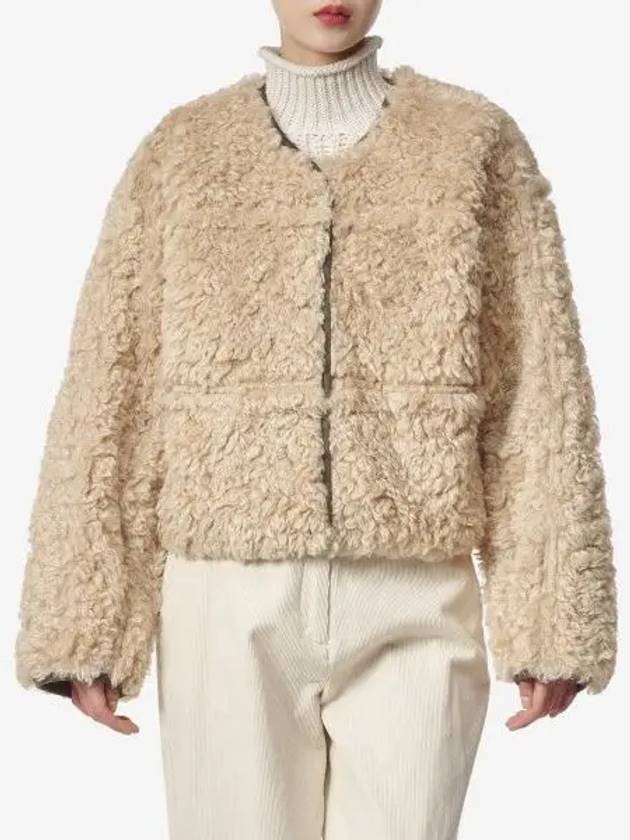 Charmaine shearling jacket natural beige 61947906610220 - STAND STUDIO - BALAAN 1