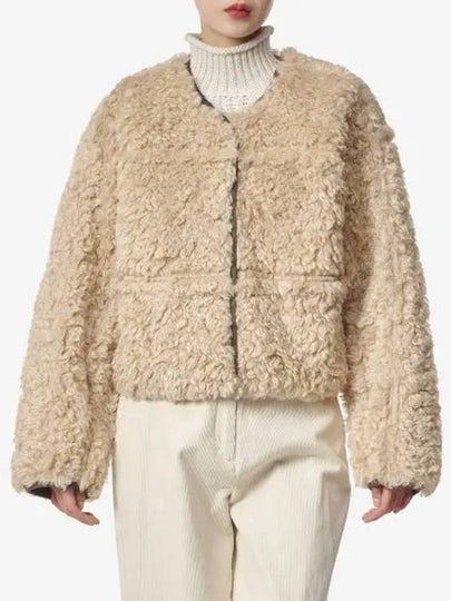 Charmaine Shearling Jacket Natural Beige - STAND STUDIO - BALAAN 2