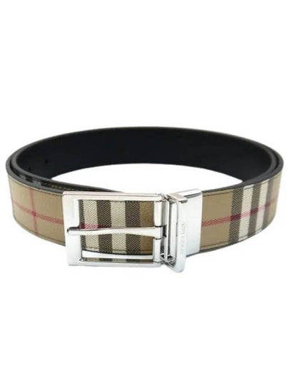 Vintage Check Pattern Leather Belt Beige - BURBERRY - BALAAN 2