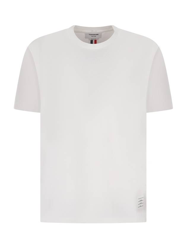 Men's Center Back Striped Short Sleeve T-Shirt White - THOM BROWNE - BALAAN 2