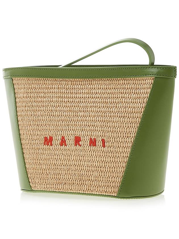 Tropicalia Raffia Leather Logo Pouch Bag Green - MARNI - BALAAN 3