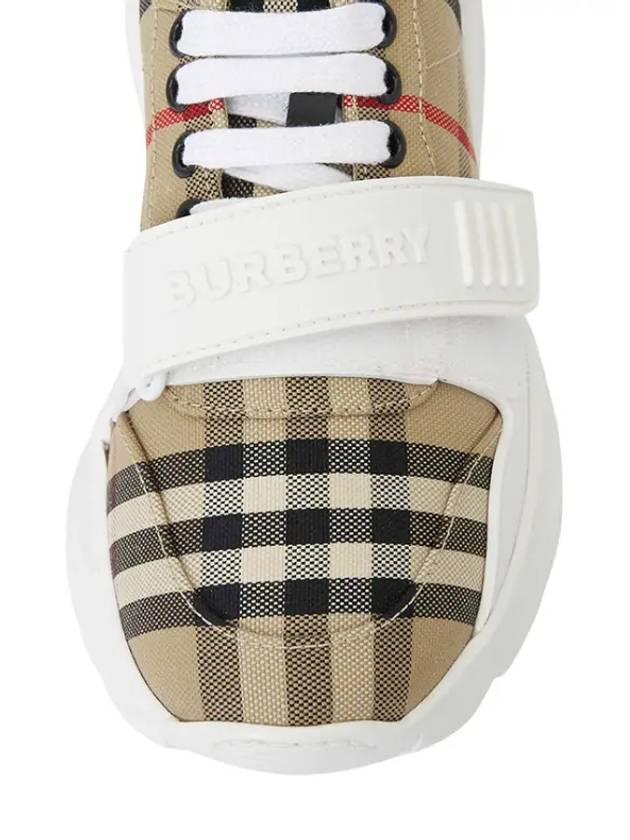 Vintage Check And Leather Sneakers White Archive Beige - BURBERRY - BALAAN 8