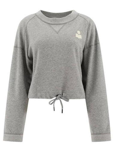 Isabel Marant Margo Logo Crop Long Sleeve T Shirt Gray - ISABEL MARANT ETOILE - BALAAN 1