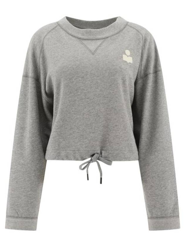 Isabel Marant Margo Logo Crop Long Sleeve T Shirt Gray - ISABEL MARANT ETOILE - BALAAN 1