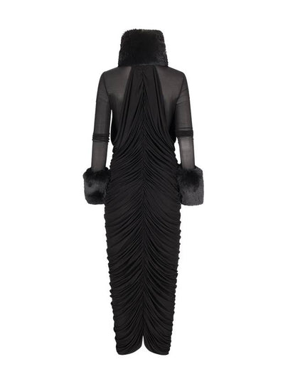 FAUX-FUR TRIM MIDI DRESS - MAGDA BUTRYM - BALAAN 2