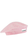 logo rib edge wool beret lilac - GANNI - BALAAN.