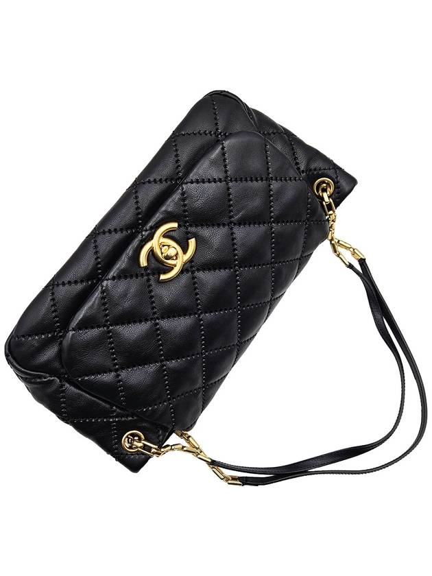 Chanel Black Leather Stitched Gold Flap Shoulder Bag 14th - CHANEL - BALAAN 5