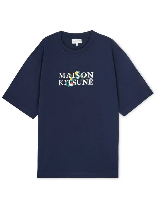 Men's logo print navy short sleeve t-shirt LM00115KJ0119 NA - MAISON KITSUNE - BALAAN 3