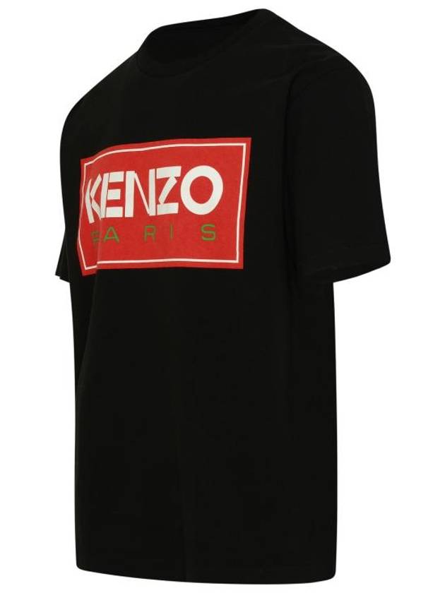 Paris Logo Print Cotton Short Sleeve T-Shirt Black - KENZO - BALAAN 3