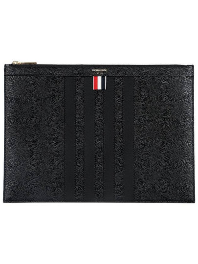 diagonal striped leather clutch bag black - THOM BROWNE - BALAAN 2