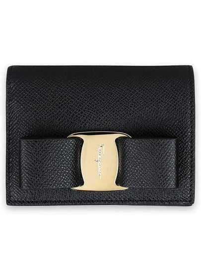 Vara Bow Gloss Flap Half Wallet Black - SALVATORE FERRAGAMO - BALAAN 2