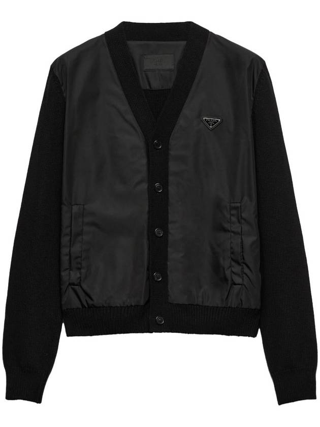 V-Neck Wool Cashmere Cardigan Black - PRADA - BALAAN 2