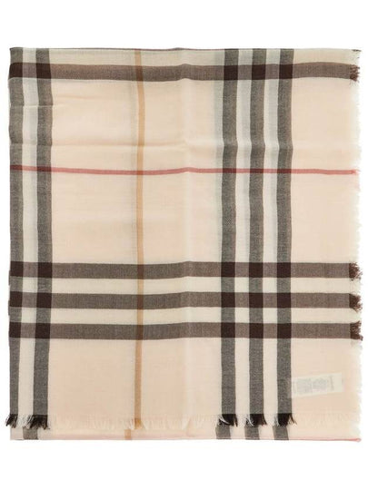 Check Lightweight Wool Scarf Alabaster - BURBERRY - BALAAN 2