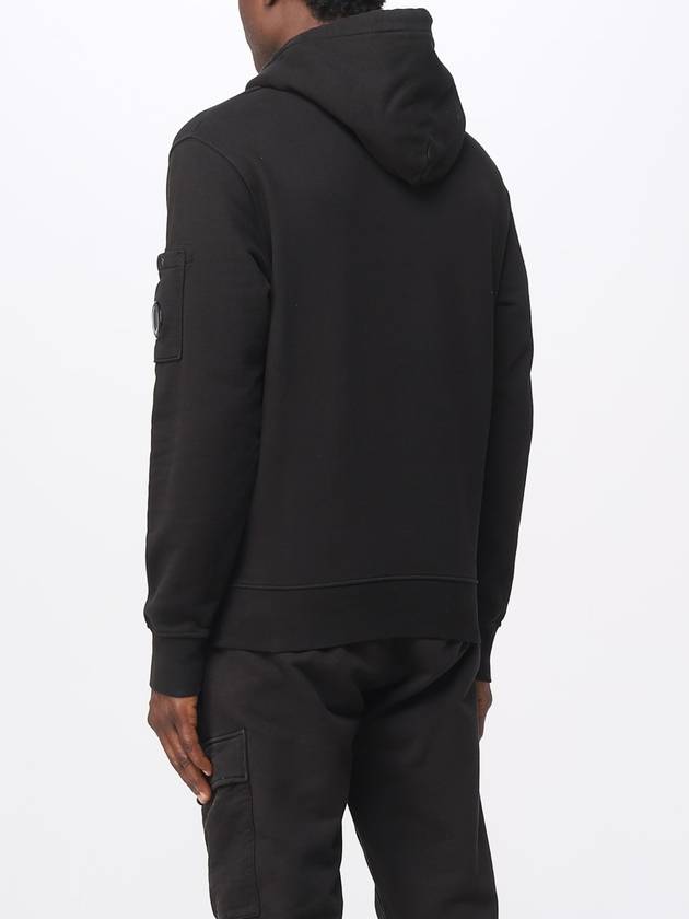 Brushed Emerized Diagonal Fleece Lens Hoodie Black - CP COMPANY - BALAAN 4