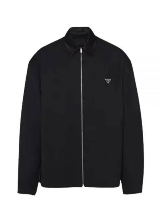 Triangle Logo Wool Shirt Zip Up Jacket Black - PRADA - BALAAN 2