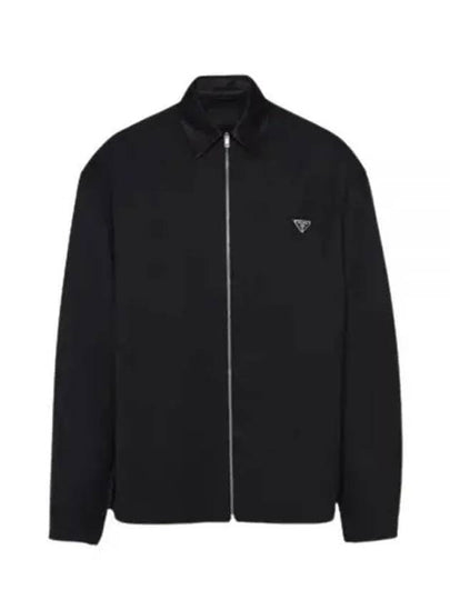 Triangle Logo Wool Shirt Zip Up Jacket Black - PRADA - BALAAN 2