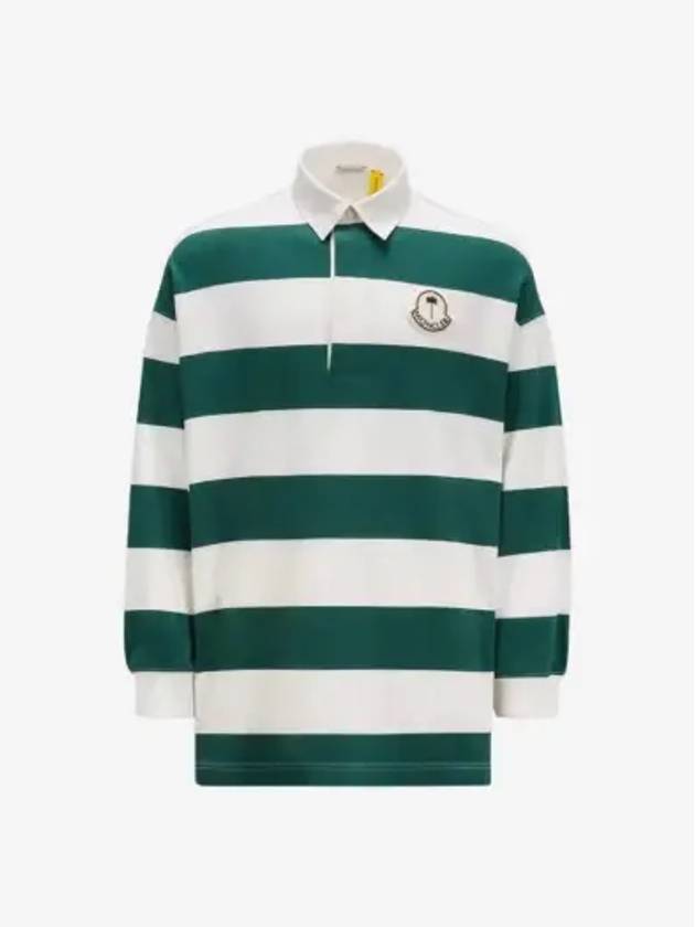 Palm Angels Logo Stripe Long Sleeve Polo Shirt 8B00001 M3483 F08 - MONCLER - BALAAN 1