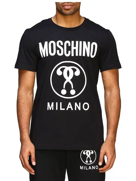 Men's Milano Logo Short Sleeve T-Shirt Black - MOSCHINO - BALAAN.