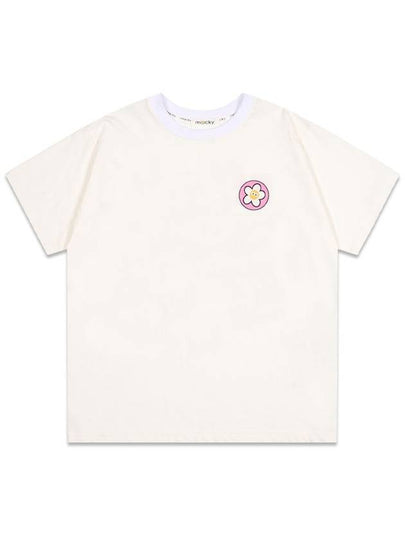 Round News Short Sleeve T-Shirt White Pink MCSS24HT7PK - MACKY - BALAAN 2