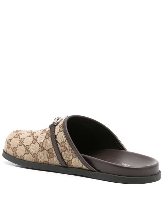 Men's Horsebit GG Canvas Slippers Beige - GUCCI - BALAAN 5