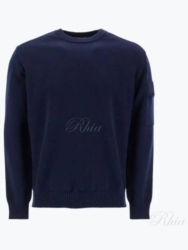 Merino Wool Crew Neck Knit Top Navy - CP COMPANY - BALAAN 2