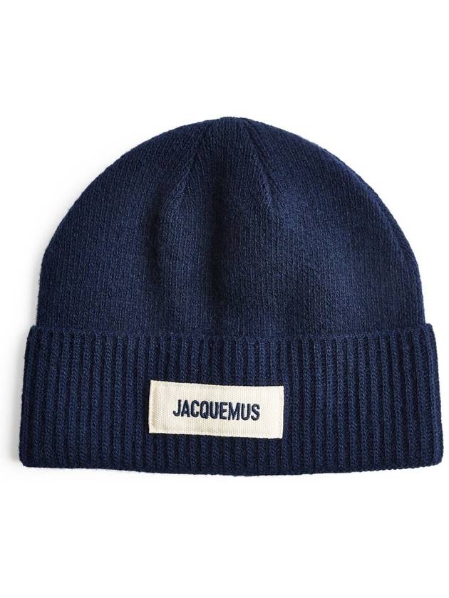 Le Bonnet Grosgrain Logo Patch Beanie Navy - JACQUEMUS - BALAAN 4