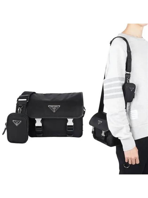 Triangle Logo Re-Nylon Saffiano Leather Cross Bag Black - PRADA - BALAAN 2