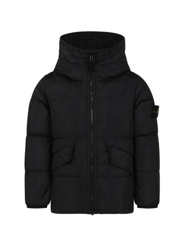 Kids Garment Dyed Crinkle Reps Recycled Nylon Down Padding Black - STONE ISLAND - BALAAN 1