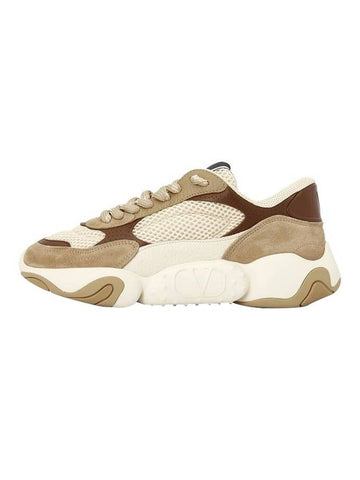 Bubble Back Low Top Sneakers Beige - VALENTINO - BALAAN 1