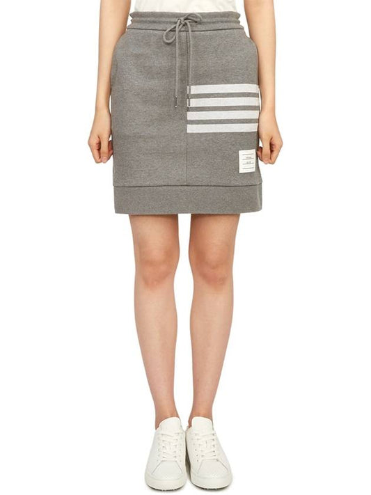 Double Face 4 Bar Knit Mini A Line Skirt Grey - THOM BROWNE - BALAAN 2