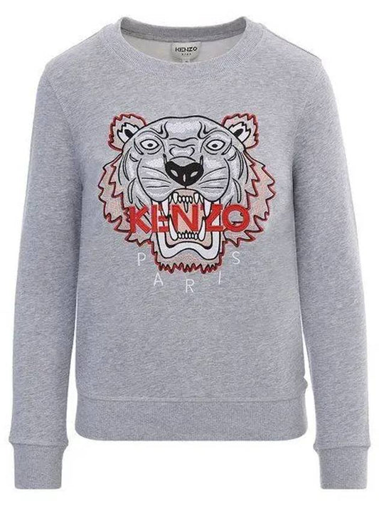 K15569 A41 Embroidery Tiger Gray Sweatshirt 10A12A 1003320 - KENZO - BALAAN 1