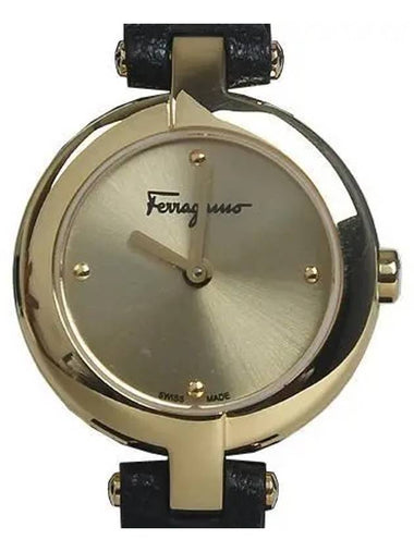 Ferragamo FAT02 0017 Gold Miniature Black Leather Band Women s Watch - SALVATORE FERRAGAMO - BALAAN 1