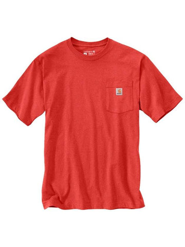 Pocket short sleeve t shirt fire red heather K87 R68 - CARHARTT - BALAAN 1