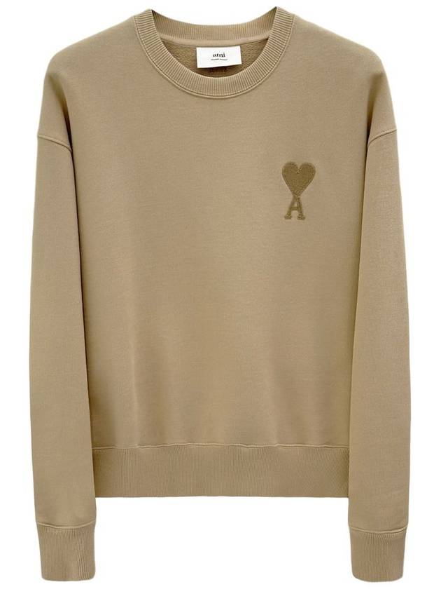 Tone On Tone Big Heart Logo Sweatshirt Beige - AMI - BALAAN 2